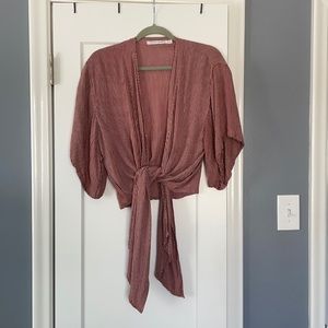 Faithfull the brand striped Tie front drapey crop top